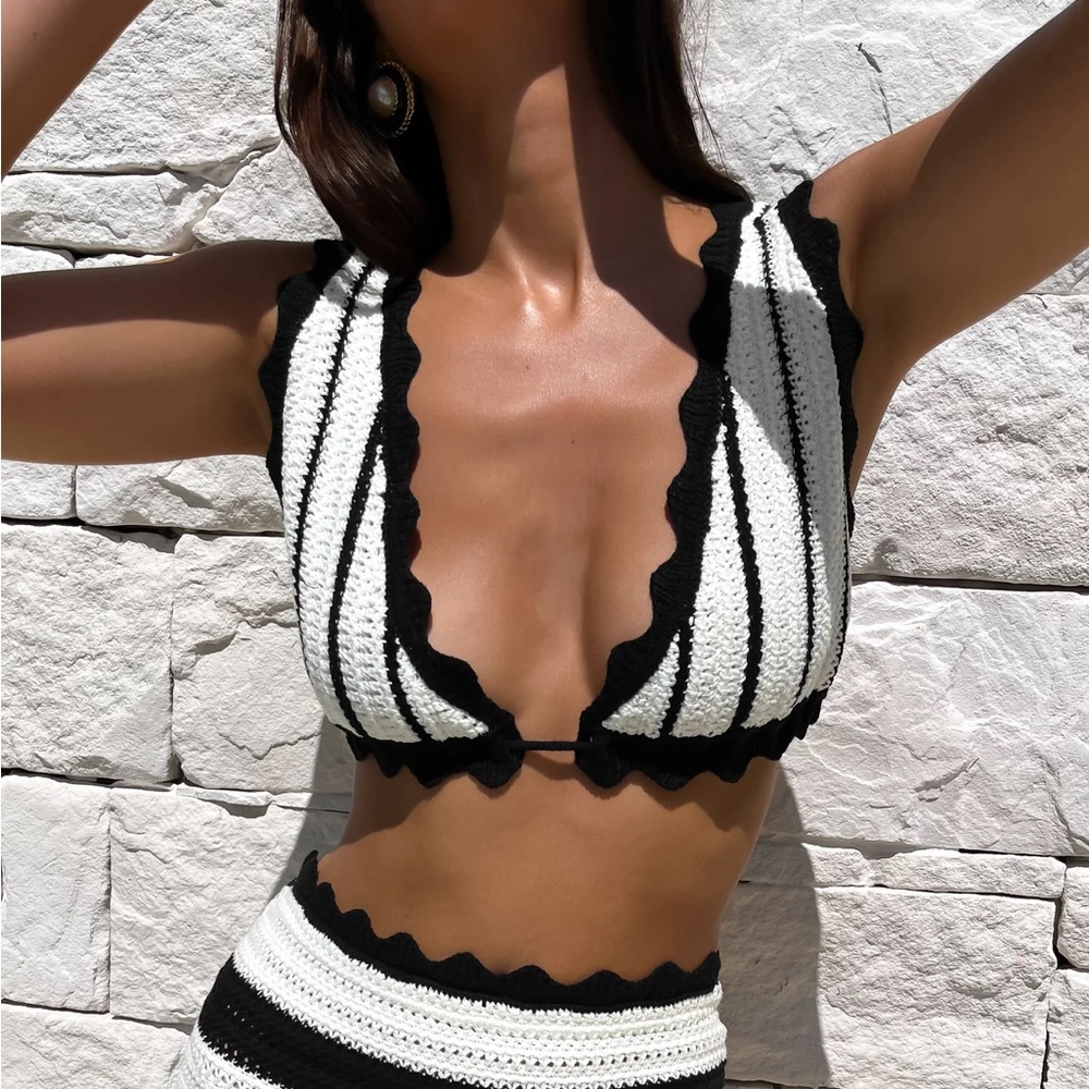 MESHKI Jaida crochet top